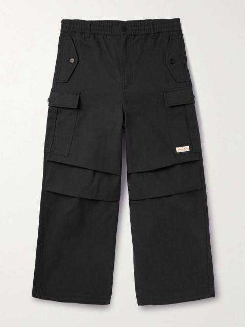 Wide-Leg Cotton-Blend Gabardine Cargo Trousers
