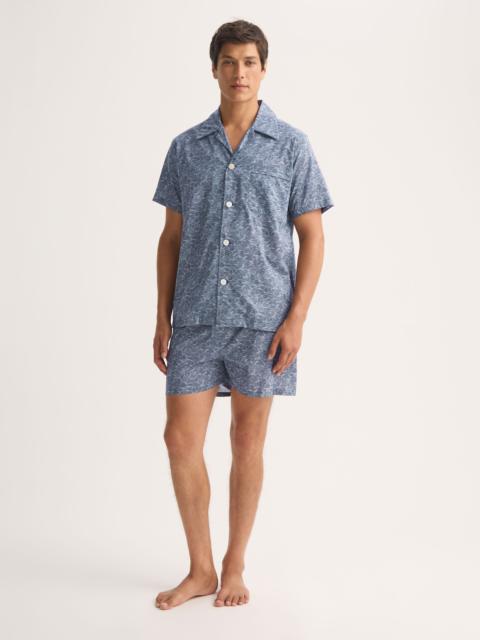 Derek Rose Men's Short Pajamas Cotton Batiste Navy Blue Night Sky Print