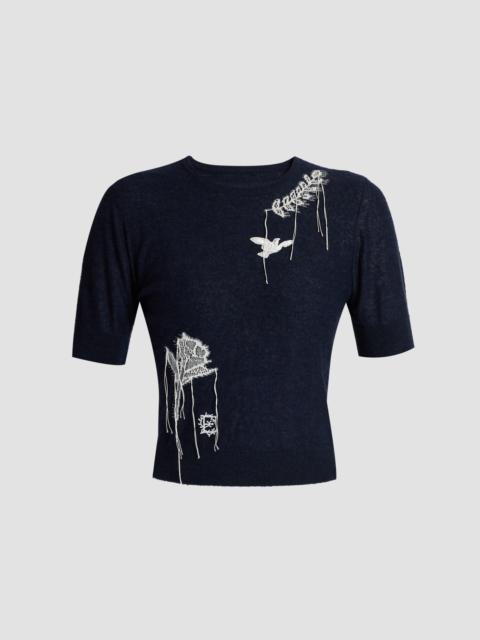 Erdem FINE ALPACA BLEND SHORT SLEEVE CREW JUMPER