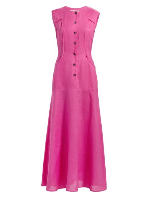SALONI Women's Sierra Linen Maxi Dress - Carmine Rose