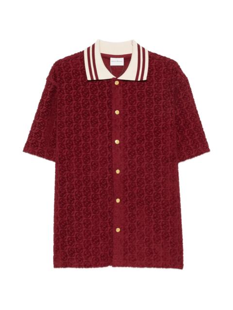 Drôle de Monsieur Drole De Monsieur Monogram-jacquard Striped-collar Shirt