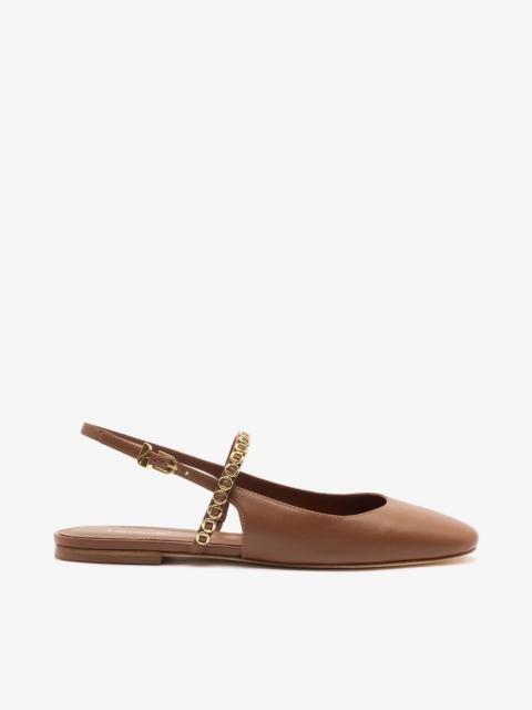 Larroudé Georgina Milanina Ballet Flat In Caramel Leather