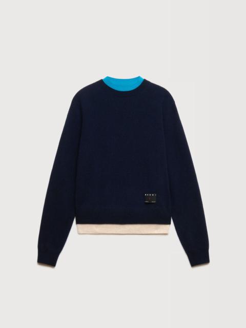 Marni DEEP BLUE CASHMERE JUMPER WITH LAYERED EFFECT