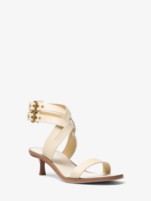 MICHAEL KORS Irene Leather Kitten Heel Sandal
