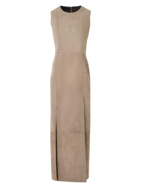 AKRIS Women's Suede Sleeveless Midi-Dress - Taupe