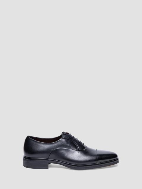Santoni Men's Leather Cap-Toe Derby Shoes - Black