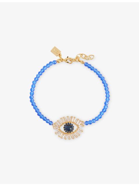 CRYSTAL HAZE Talisman 18ct Yellow-Gold Plated Brass, Cubic Zirconia And Bead Bracelet