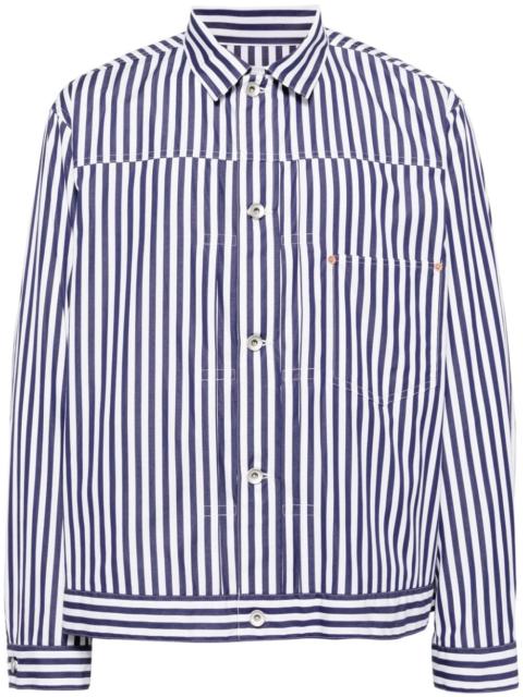 sacai striped poplin shirt jacket