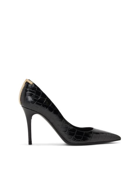 croc-embossed leather pumps