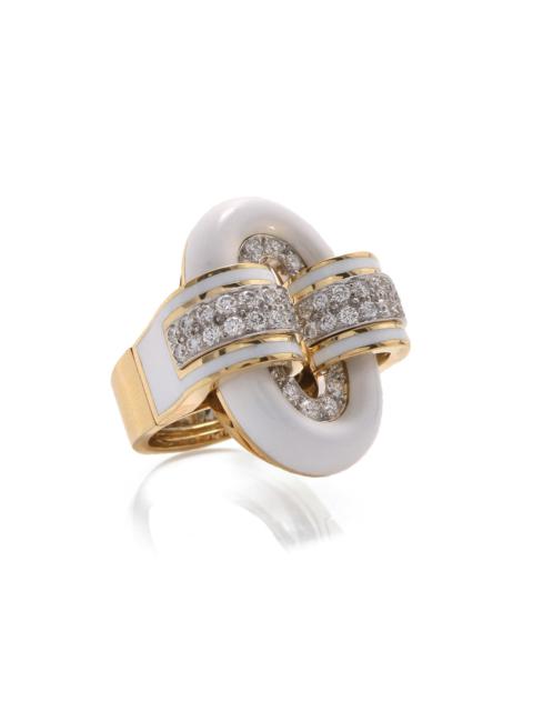 DAVID WEBB White Small Oval Buckle Ring