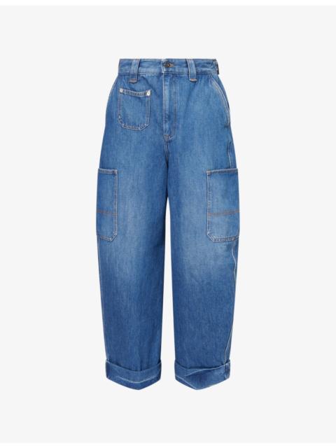 Givenchy Wide-Leg Rolled-Hem Denim Jeans