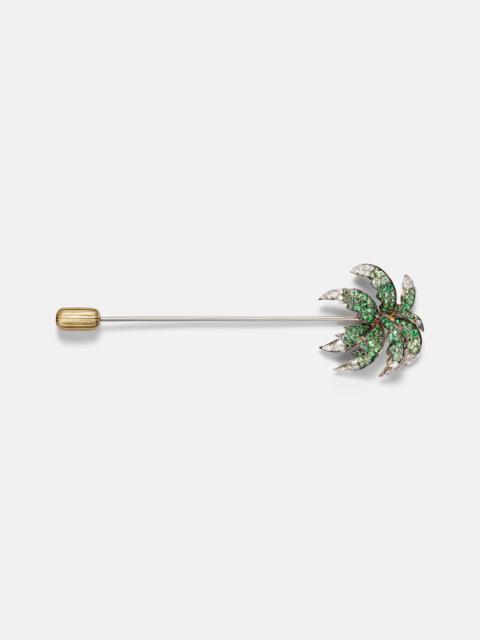 Yvonne Léon Palmier 9kt gold brooch with tsavorites and diamonds