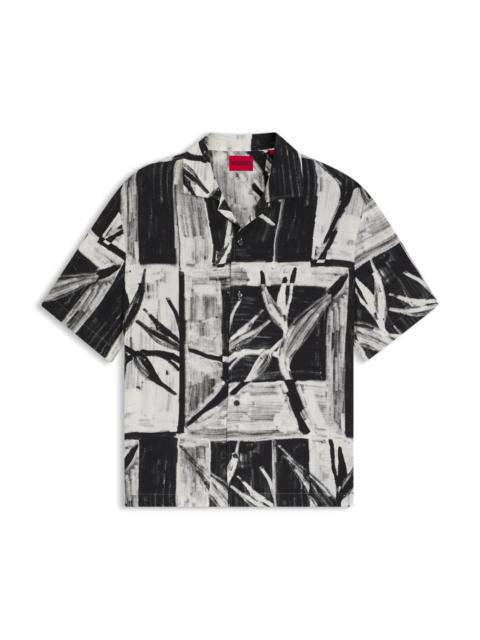 HUGO OVERSIZED-FIT PRINTED SHIRT WITH CAMP COLLAR