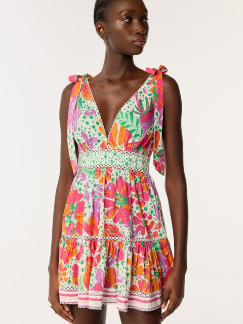 Poupette St Barth Mini Dress Cara - Pink Artistic Flower