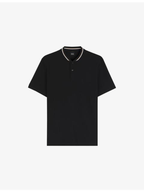 BOSS Baseball-Collar Short-Sleeved Cotton Polo Shirt