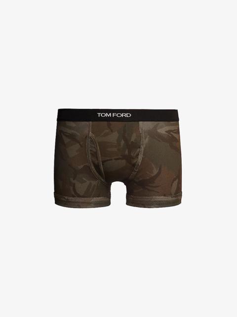 Branded-waistband camouflage-print stretch-cotton boxer briefs