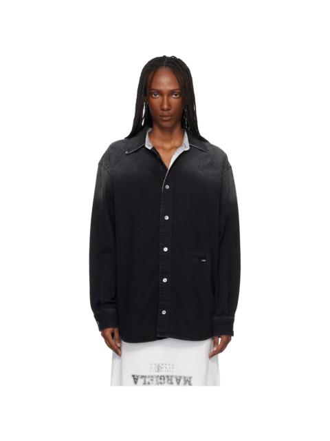 MM6 Maison Margiela Black Long-Sleeved Denim Shirt