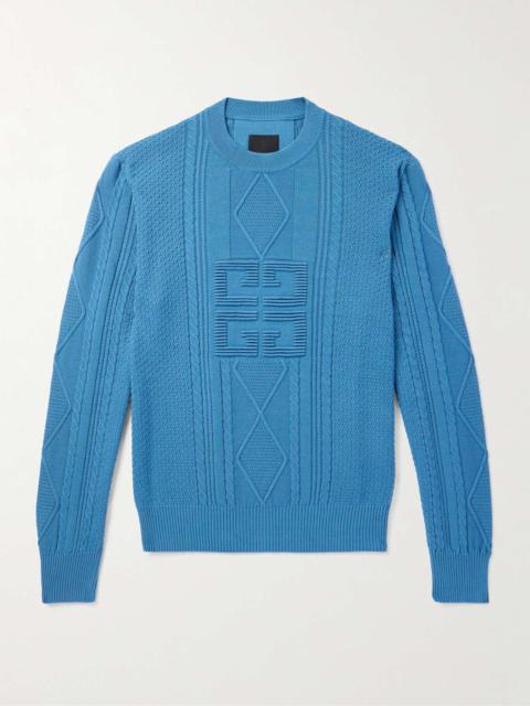 Givenchy Logo-Jacquard Cable-Knit Cotton Sweater