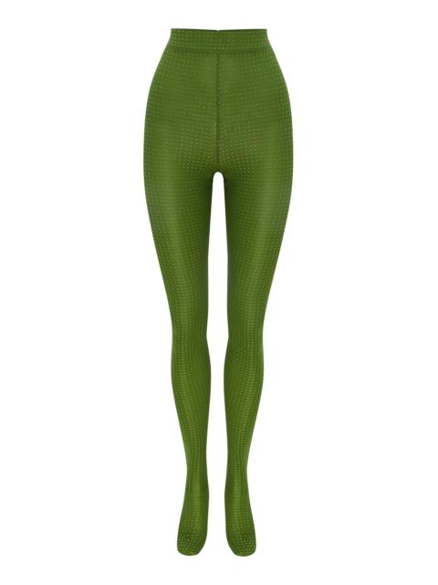 ALEX PERRY Crystal-Embellished Jersey Stockings green