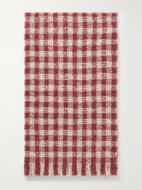Valentino Fringed Metallic Cashmere-blend Bouclé Scarf