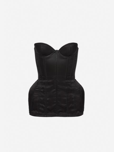 MAGDA BUTRYM Longline silk corset top in black satin