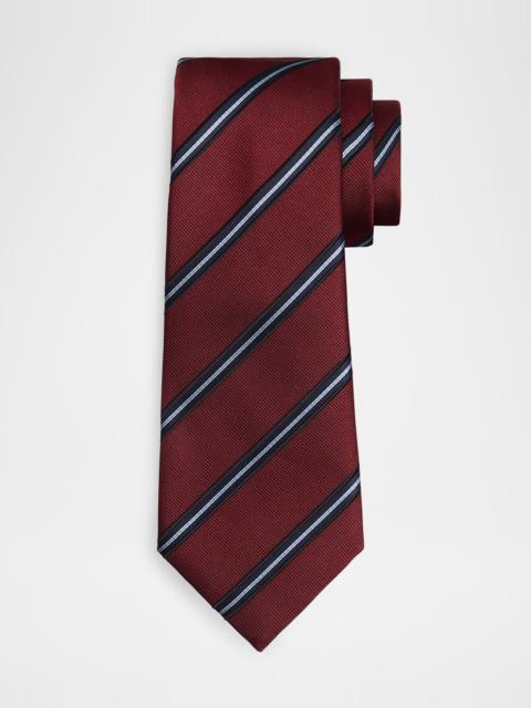 GIORGIO ARMANI Men's Regimental Stripe Silk and Cotton Tie