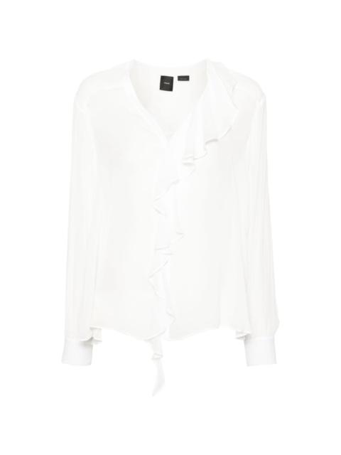 ruffle-trim georgette blouse