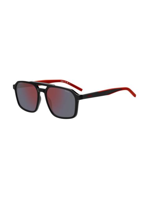 HUGO DOUBLE-BRIDGE SUNGLASSES WITH METAL-ACETATE TEMPLES