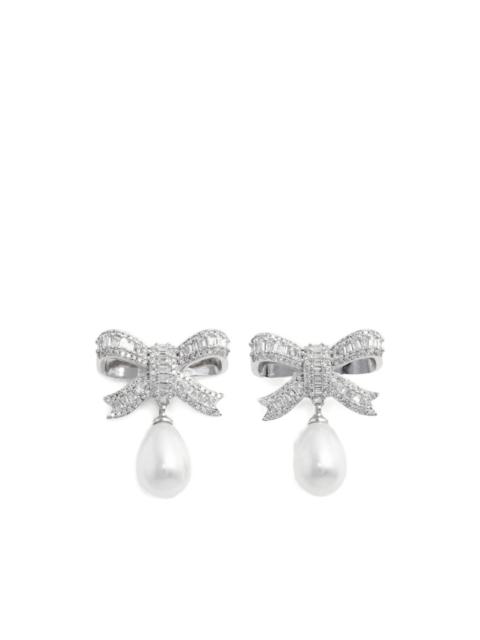 self-portrait crystal-embellished bow earrings