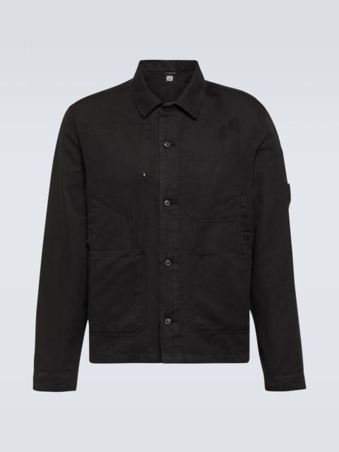 Single-breasted cotton and linen overshirt