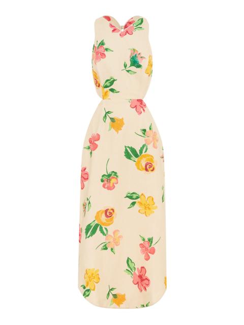 ALÉMAIS Scarlett Cutout Linen Midi Dress floral