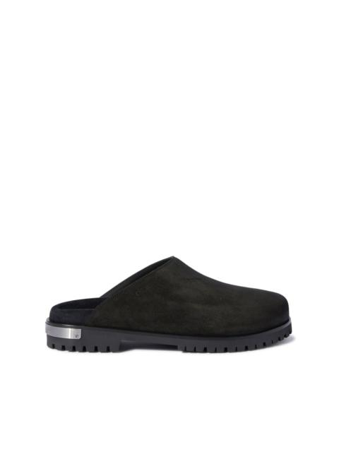 Off-White metal-logo suede clogs