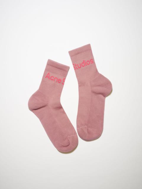 Acne Studios Ribbed logo socks - Bubble Gum Pink Melange