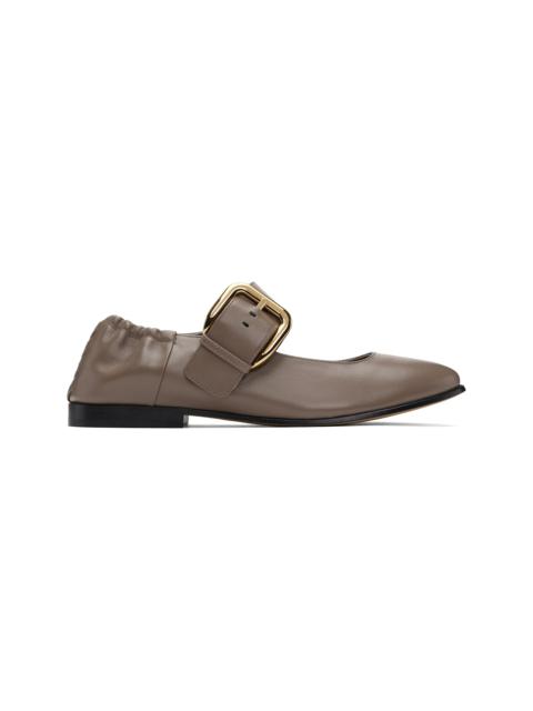 Bottega Veneta Taupe Astaire Mary-Jane Ballerina Flats