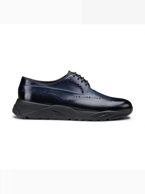 Santoni Men's blue leather Derby brogue lace-up