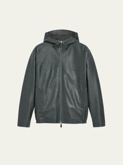 Berluti Men's B-Way Scritto Leather Hooded Jacket