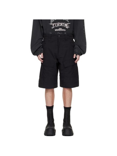 032c Black 'My Own Mind' Utility Shorts