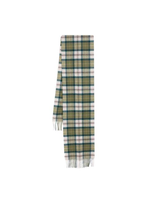tartan-pattern fringed scarf