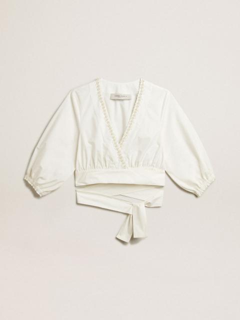 Golden Goose Cotton crop top with beading