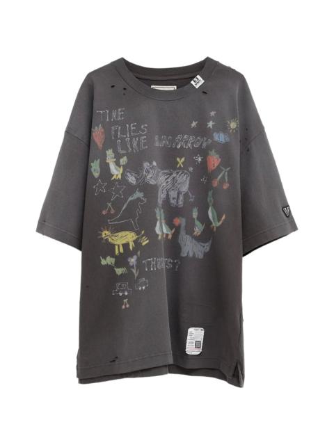 Maison MIHARAYASUHIRO Maison Mihara Yasuhiro Graphic-print Distressed T-shirt