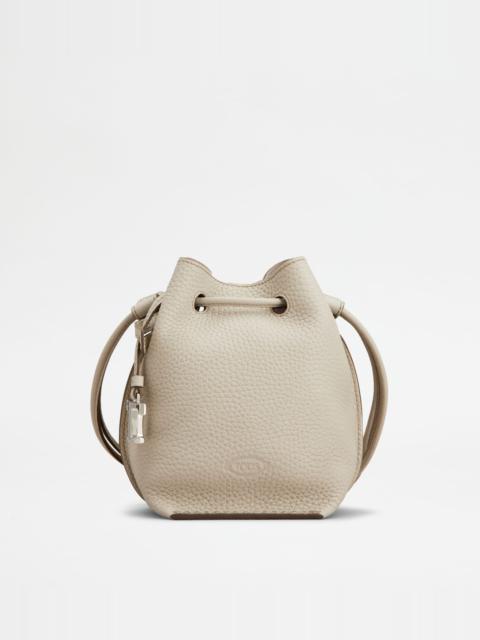 Tod's BUCKET BAG IN LEATHER MICRO - OFF WHITE