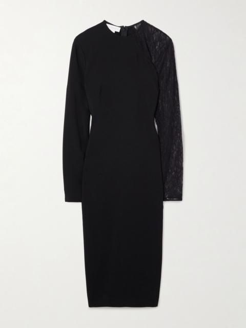 Stella McCartney Miracle lace-trimmed crepe dress Black