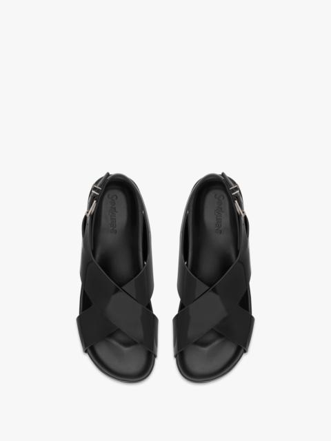 SAINT LAURENT HELIOS SANDALS IN GLAZED LEATHER