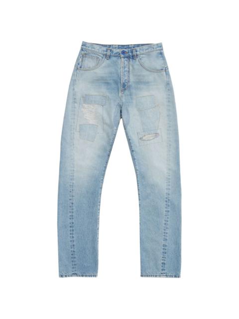 bleached straight-leg jeans