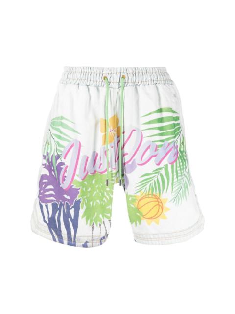 Just Don graphic-logo print shorts