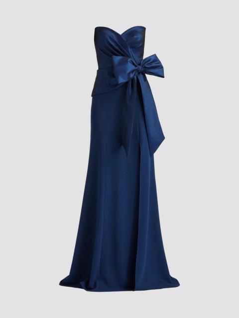 TADASHI SHOJI Women's Pleated Bow Strapless Column Gown - Navy