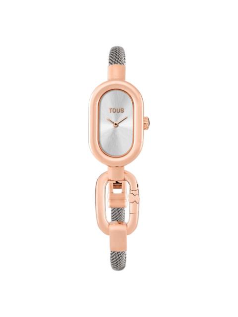 TOUS Analog/digital watch with steel and rose-colored steel bracelet TOUS Hold Oval
