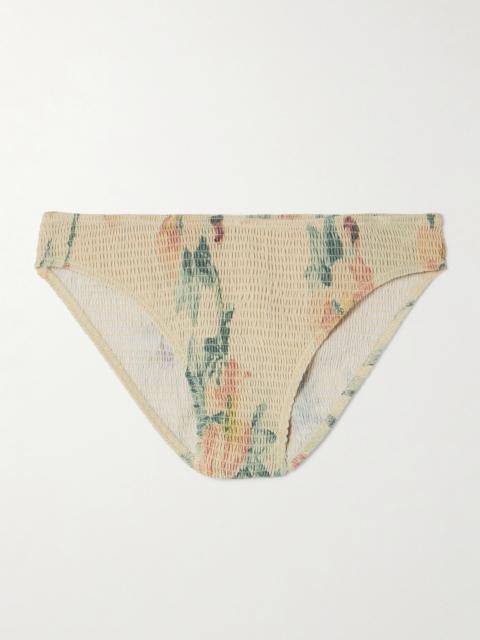 TOTEME Shirred Floral-print Recycled Bikini Briefs