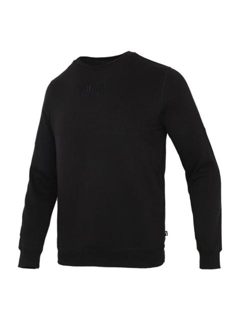 PUMA PUMA Solid Color Logo Sports Round Neck Pullover Black 846409-01