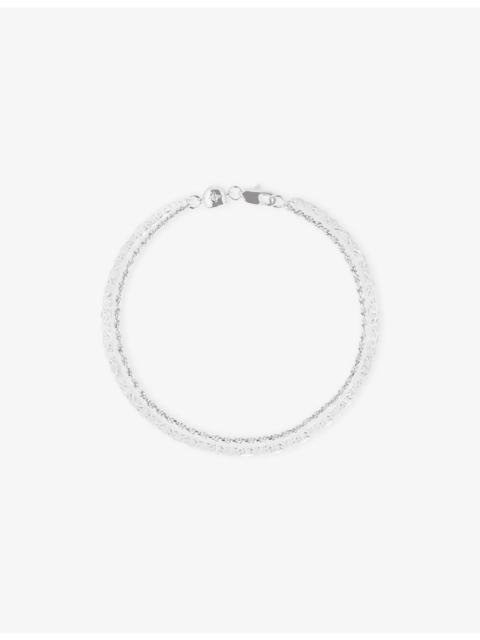 ASTRID & MIYU Illusion Double Chain Rhodium-Plated Brass Bracelet
